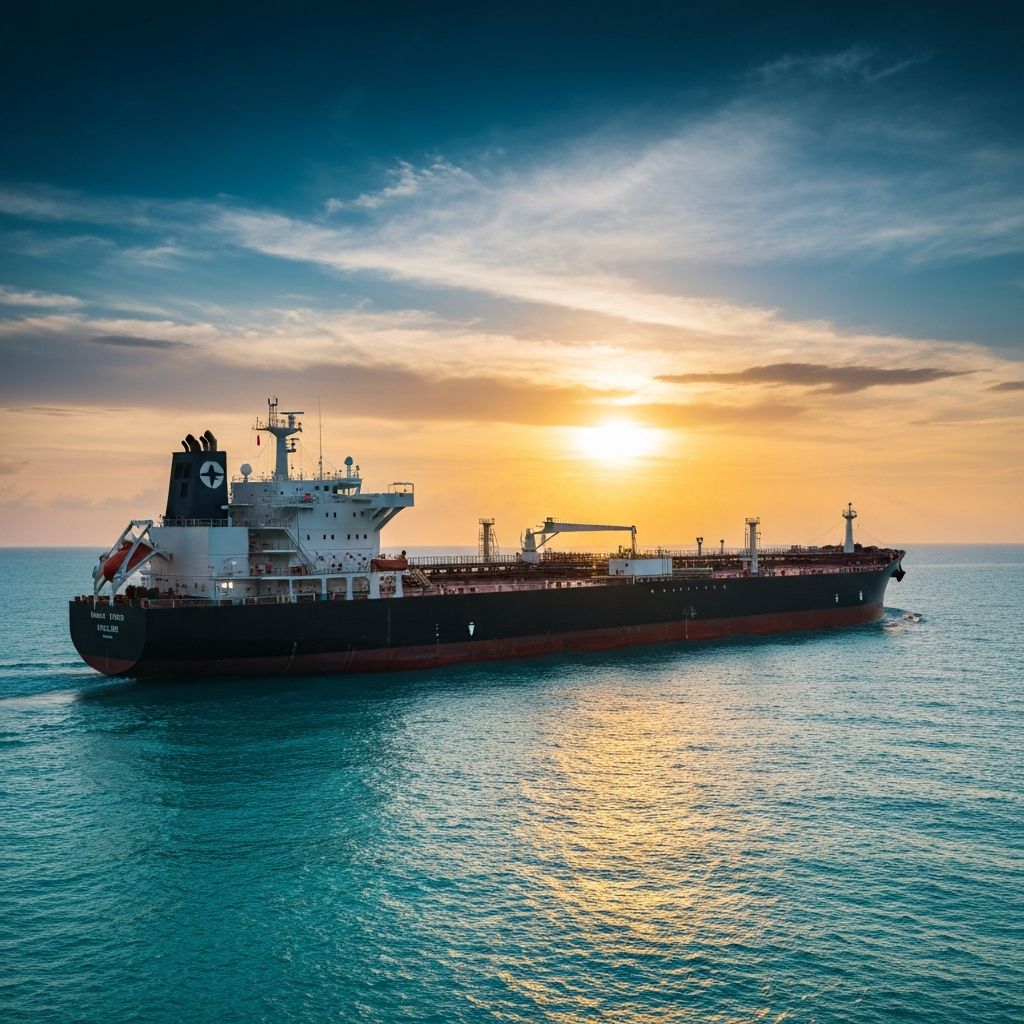 Modern oil tanker at sea